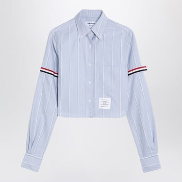 Thom Browne Light Blue Cropped Shirt With Tricolour Details Women