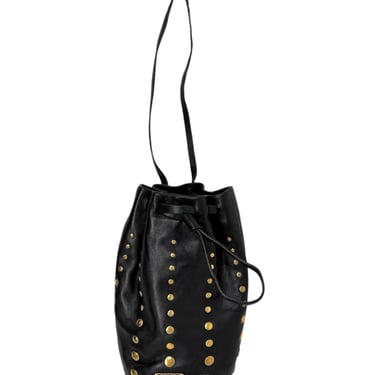 Prada Black Leather Studded Clutch