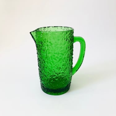 MCM Textured Green Glass Pitcher 