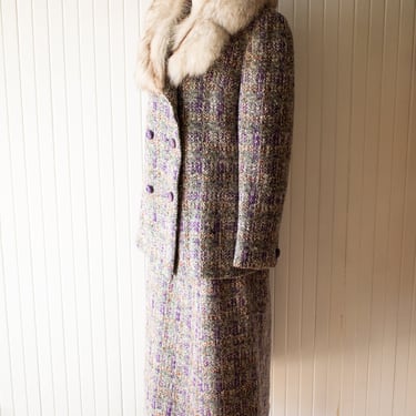 Vintage 1960s Tweed Skirt & Jacket Set Large