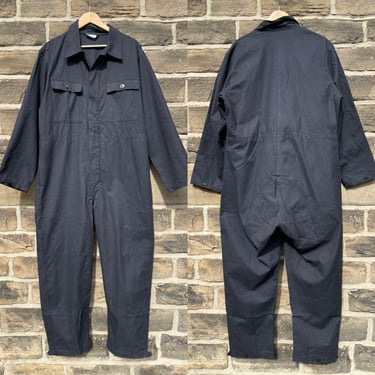 Vintage Cotton Boilersuit European Overalls NVA Army Workwear / Tankist Jumpsuit / Black 