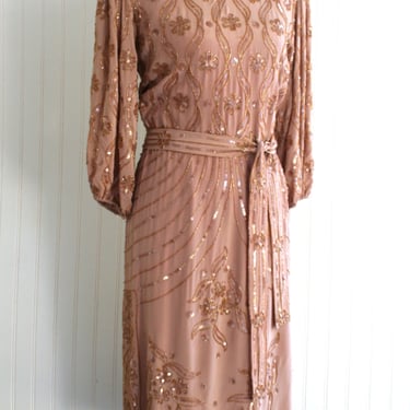 Vintage - Nude/Blush/Mauve - Circa 1970-80s Cocktail Dress - by Sister Max 