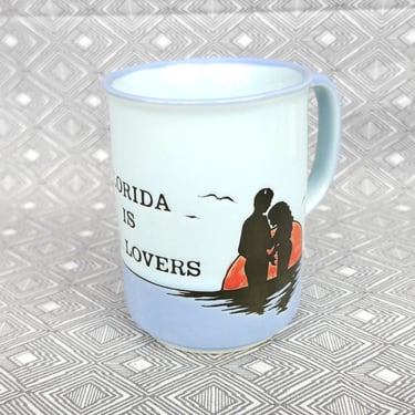 Vintage Florida Is For Lovers Mug - Weird Adult? Illustration - Florida Tourist Souvenir - Vintage Blue Stomeware Coffee Cup 