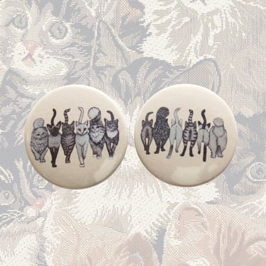 Cat Butt Pinback Buttons - Funny Kitty Cats Novelty Pins - Choose One or a Pair 