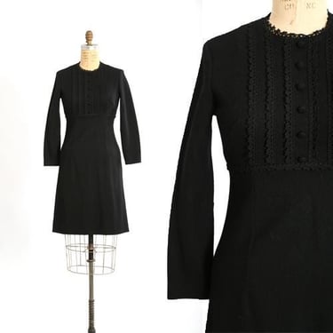 Tuxedo mini dress | Vintage 60s black knit MOD mini dress 