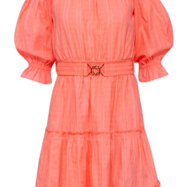 Lilly Pulitzer - Coral Cotton Off-the-Shoulder Belted Dress Sz S