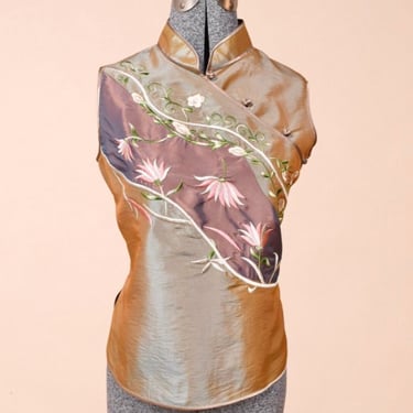 Metallic Floral Embroidered Top by Madame Butterfly, M