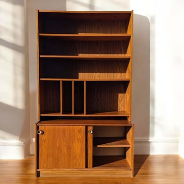 Vintage Bookcase, Freestanding Wall Unit, Mid Century, MCM, Danish Modern, Shelves, Storage Cabinet 