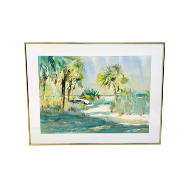 #1244 Framed Beach Scene Watercolor