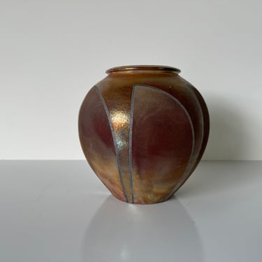 Vintage  Japanese  Hand Thrown  Raku Pottery Vase 