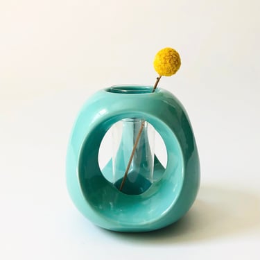 Turquoise Ceramic Vial Bud Vase 