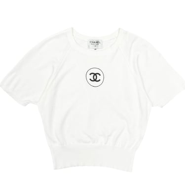 Chanel White Jumbo Logo Top