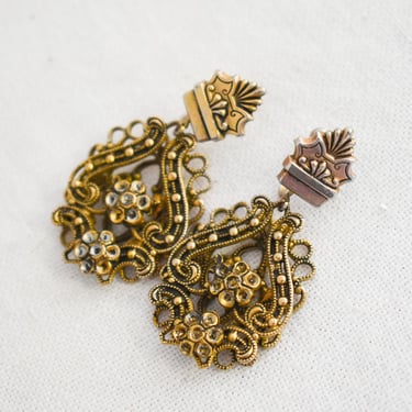 Vintage Gold Filigree Dangle Earrings 