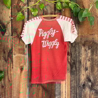 True Vintage 40s 50s Durene Dual Color Chain Stitched little league baseball jersey Piggly Wiggly Wisconsin Size S/M 