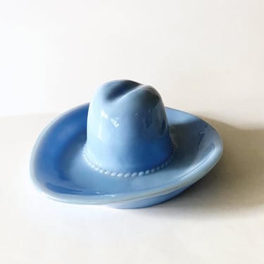 VTG Jeanette Delphite Blue Glass Cowboy Hat 