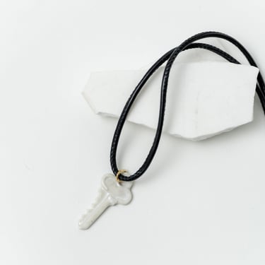 Key Pendant On Leather Cord Necklace