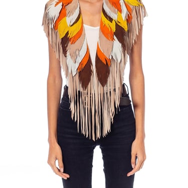 Morphew Collection Phoenix Suede Feather Leather Cape 