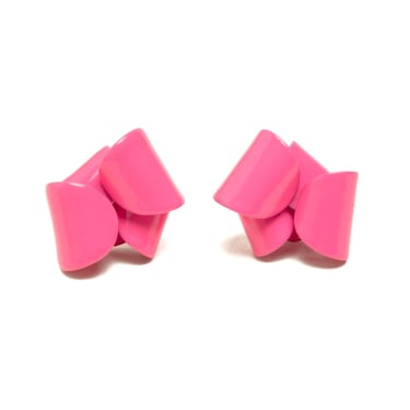 Small Asymmetrical Folded Studs - Pink