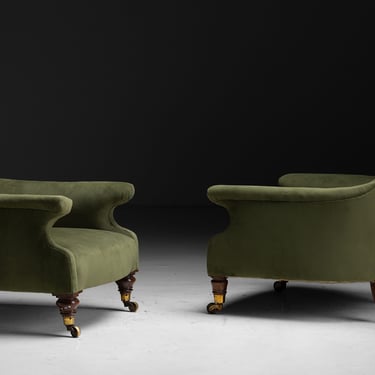 Pair of Library Chairs in Velvet
