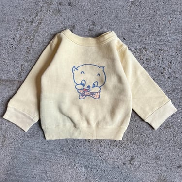 Kids 1960s Porky The Pig Cotton Sweatshirt, Yellow, Children's Vintage, T 