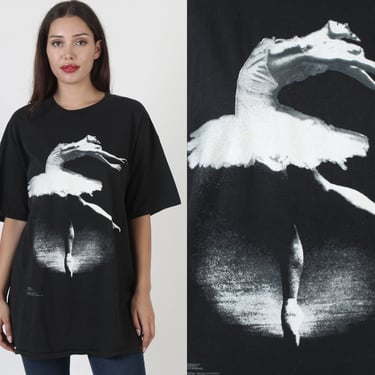 90s Swan Lake Big Graphic T Shirt, Tchaikovsky Ballet Dancer Tee, Delta Brand Cotton Top, Single Stitch Size Extra Large 