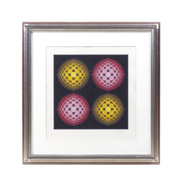 Victor Vasarely Mid Century Framed Serigraph - mcm 