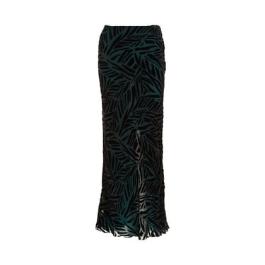 Versace Green + Black Velvet Print Skirt