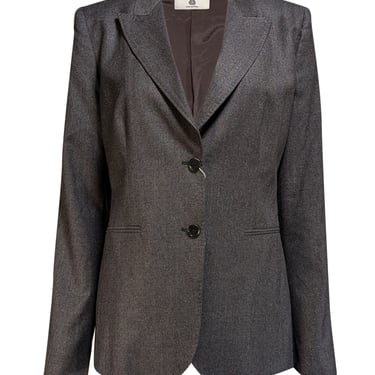 Max Mara - Grey Virgin Wool Two Button Blazer Sz 12