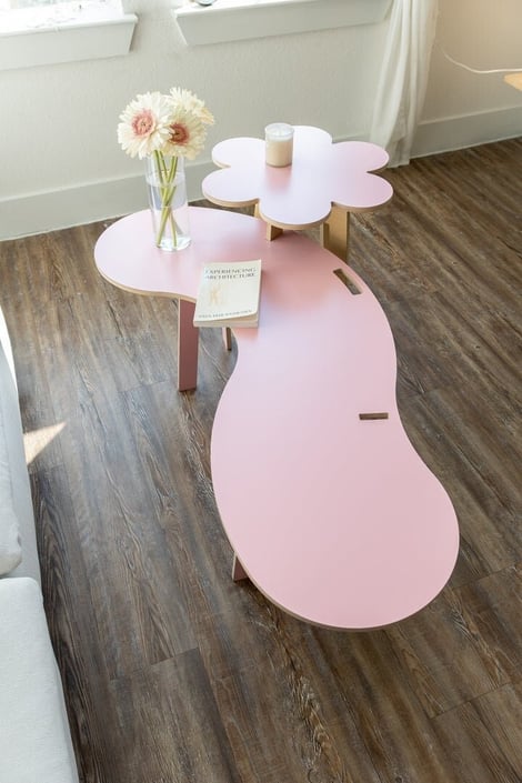 the pink squiggle + add-on pink side table - coffee table 