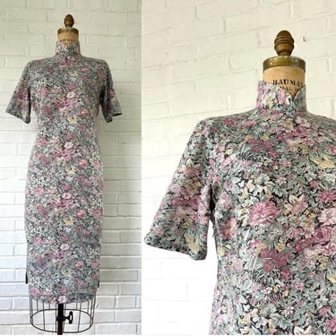 1960’s Size 8/10 Cotton Floral Cheongsam-Style Dress 