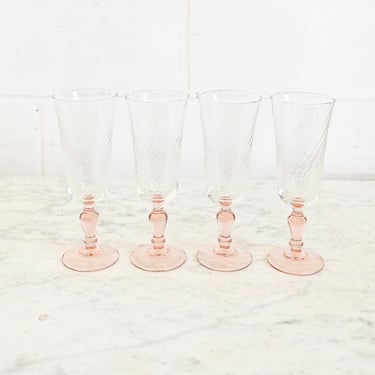 vintage french pink stemmed champagne glasses