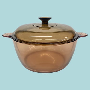 Vintage Vision Dutch Oven 1980s Retro Size 4.5 Liter + Contemporary + Corning + Amber Glass + Pot W/Lid + Healthy/Clean Cookware + Kitchen 