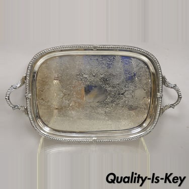 Vintage Silver Plated Victorian Style Regency Heavy Twin Handle Platter Tray