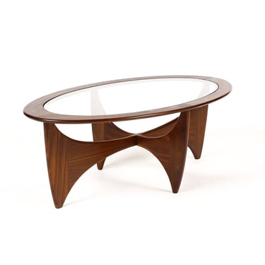 Danish Modern / Mid Century Coffee Table – Oval Teak Frame w/ Glass inlay – Astro Line – G-Plan 