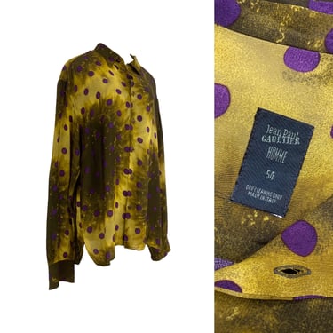 Vtg Vintage 1990s 90s Jean Paul Gaultier JPG Homme Silk Dyed Button Down Shirt 