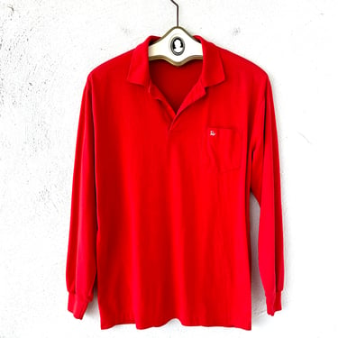 Vintage Christian Dior Embroidered Shirt // Preppy Red Polo Collar Shirt 