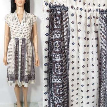 Vintage 70s Lightweight Folk Print Dress Size M 