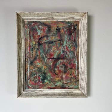 70's Vintage Onorio Expressionist Abstract Painting, Signed 