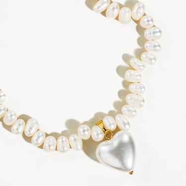 Agape 18K Gold- Natural Pearl Heart Choker