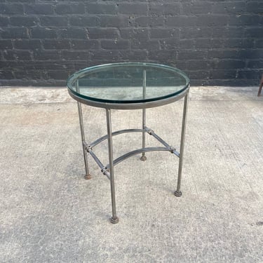 Vintage Steel & Glass Round Side Table, c.1960’s 