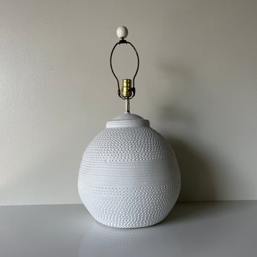 1980's Vintage  White Ceramic Table Lamp, Signed 