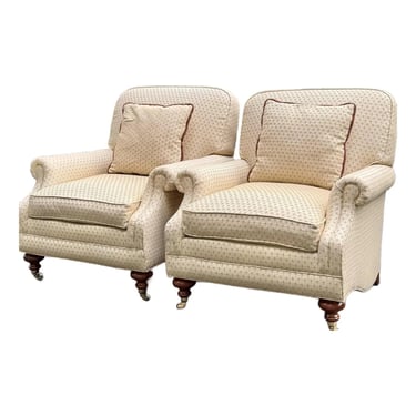 Charles Stewart Traditional Footed Lounge Chairs - A Pair 