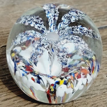 Vintage Flower Glass Paperweight 