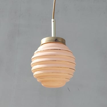 Art Deco Chandelier / Art Deco/ Art Deco Pendant Light/Soft Pink Sphere Globe/ Vintage Italian Lighting /Vintage  Ceiling Lamp / Italy /50's 