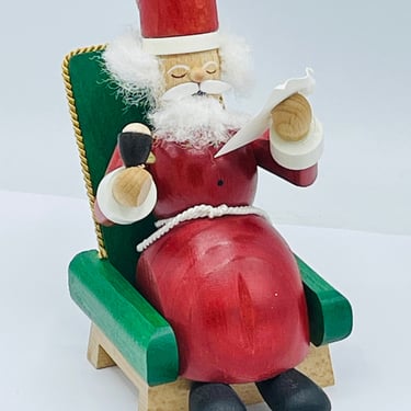 Vintage Erzgebirge RG German Folk Art Wooden Santa Claus Checking his list Xmas 