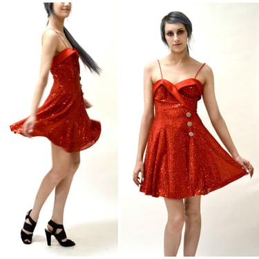 90s Prom Dress Red Metallic Size Small// 90s Red Metallic Dress Party Dress size Small by Betsy and Adam 