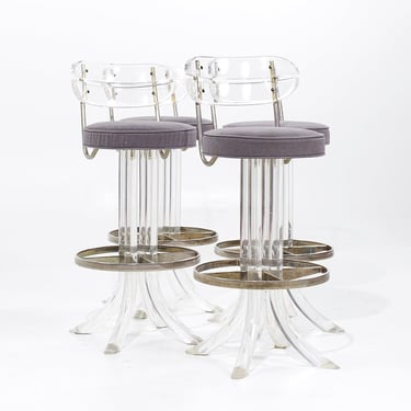 Hill Manufacturing Mid Century Lucite and Chrome Barstools - Set of 4 - mcm 