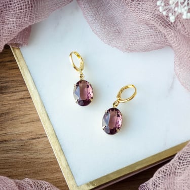 purple amethyst earrings, bridal bridesmaid wedding jewelry, Regency Art Deco dangle drop earrings, gift for her, February birthstone 