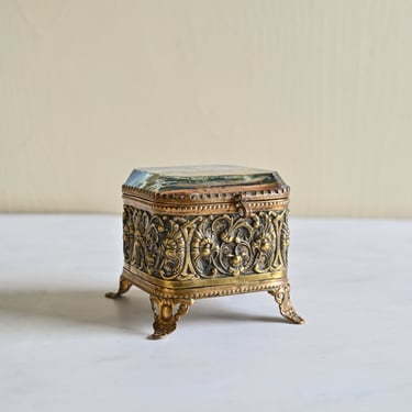 antique french &quot;Marseille Longchamp&quot; mirrored bijoux casket