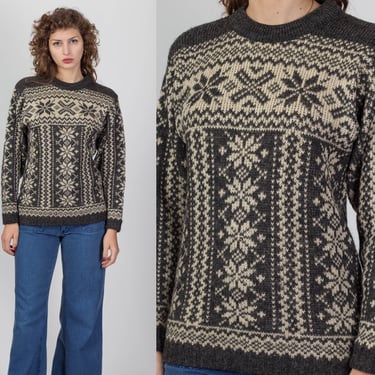 70s Firda Norway A.S. Evebofoss Fair Isle Sweater - Men's Small | Vintage Unisex Nordic Wool Pullover Knit Jumper 